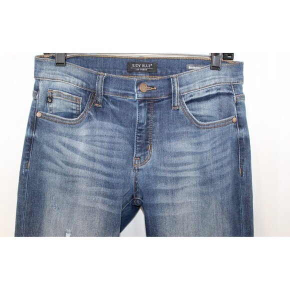 Judy Blue Womens Medium Wash Distressed Boyfriend Fit Jeans 5/27 - Picture 2 of 6